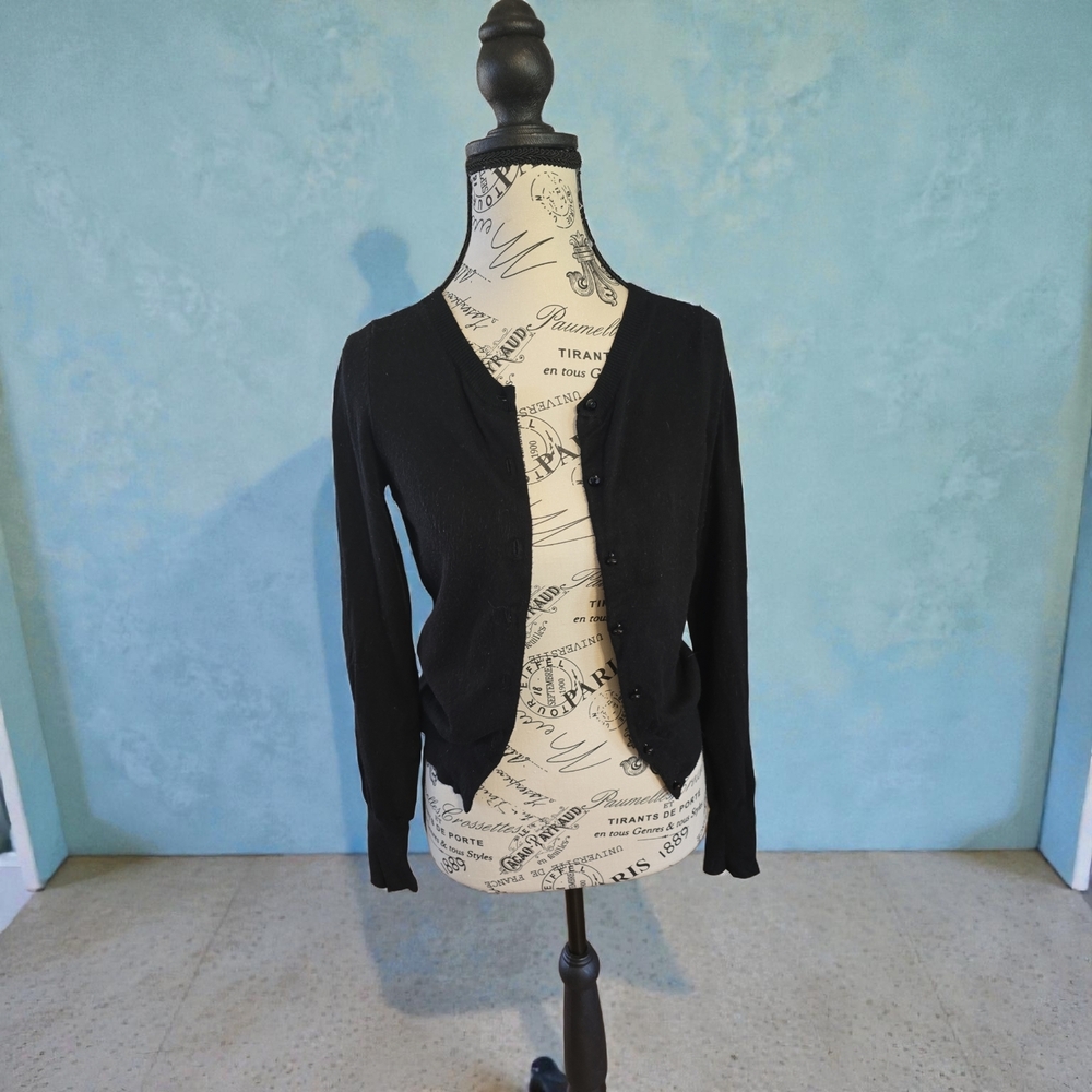 Express Classic Black Knit Cardigan With Cute Gem Buttons‎